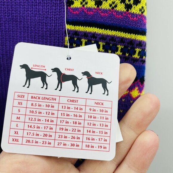 Holiday Lane Size XL Bright Stripe Fair Isle Pet Dog Knit Sweater in Purple 739 - Picture 7 of 8